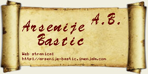 Arsenije Baštić vizit kartica